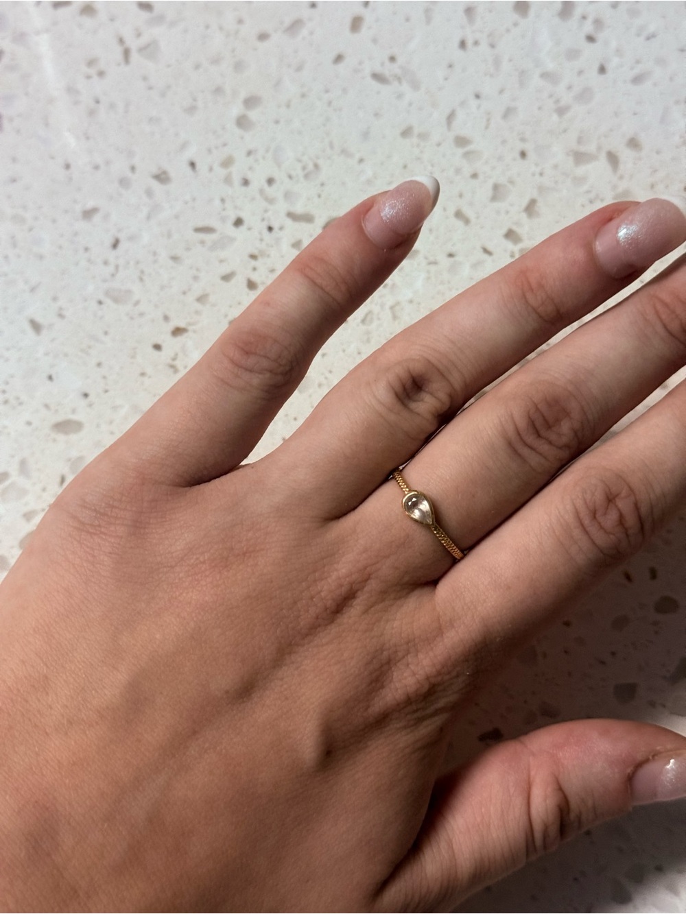 Delicate Gold Teardrop Stackable Ring - Dainty Women's Jewelry